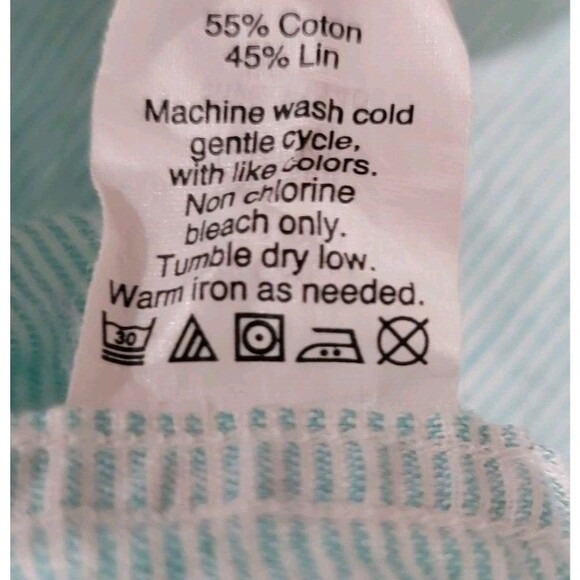 J Crew Mens Button Up Shirt Size Medium Linen Striped Beach Business Casual - Picture 6 of 8